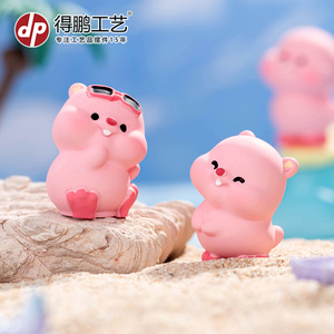 Figurine en résine Dp Pink Beaver, mini décoration de dessin animé pour bureau, voiture, salon - Product Image 4