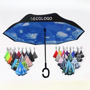 Grand <span class=keywords><strong>parapluie</strong></span> <span class=keywords><strong>inversé</strong></span> réversible à double couche imperméable et coupe-vent pour l'extérieur - Product Image 1