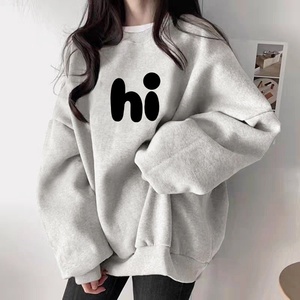 Sweat-shirt à col rond blanc et gris de style européen pour femmes, grande taille, vêtements d'extérieur, nouvelle tendance automne/hiver, dessin animé - Product Image 2