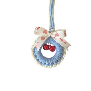 Pace gioia albero di natale corona ciondolo portachiavi in tessuto artigianato arco finestra regalo per la decorazione di auto - Product Image 1