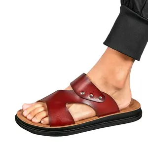 זרוק משלוח קיץ אופנה עור אמיתי מגלשות חוף סנדלי לגברים חיצוני בוהן פתוחה נעלי סנדל מזדמנים לגברים