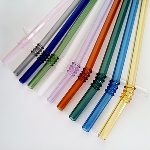 หลอดดูดน้ำแก้วโบโรซิลิเกตคุณภาพสูง สีสันสดใส ใช้ซ้ำได้ เป็นมิตรกับสิ่งแวดล้อม ทนความร้อน - Product Image 5
