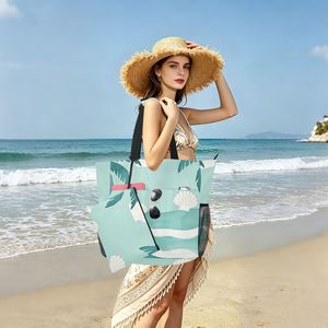 Sac de plage personnalisé à imprimé coquillage avec pochette assortie, grand sac fourre-tout avec fermeture éclair pour femmes, vacances d'été - Product Image 1
