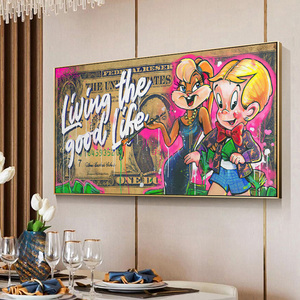 Decoración abstracta de hogar para hombre, pintura en lienzo con pintura de <span class=keywords><strong>graffiti</strong></span> pop, arte de pared, dinero, 100 dólares coloridos, <span class=keywords><strong>Monopoly</strong></span> - Product Image 3