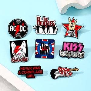 Pins de Esmalte Metálicos Personalizados al por Mayor con Diseño Retro de Música <span class=keywords><strong>Rock</strong></span> - Iconos de Bandas, Guitarras, Mercancía para Fans, Regalo de Concierto, Moda Vintage - Product Image 1