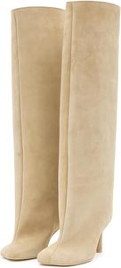 <span class=keywords><strong>Stivali</strong></span> Alti da Donna Eleganti in Camoscio <span class=keywords><strong>Nude</strong></span> con Pelliccia, Modello Cowgirl, per Polpacci Larghi, con Tacco Alto, <span class=keywords><strong>Stivali</strong></span> al Ginocchio da Donna - Product Image 4