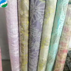 Nieuwe Goederen Cut Bloem Jacquard Organza 100% Polyester Zijde Uitgebrande Chiffon Voorraad Stof Voor Bruiloft Dans Jurk