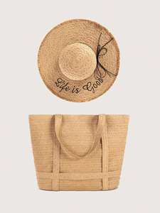 Women's Holiday Style Straw Woven Bag with Zipper Closure New Arrival Straw <b>Hats</b> - Product Image 3