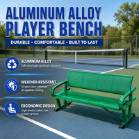 Banc d'extérieur en alliage d'aluminium résistant aux intempéries avec dossier et auvent pour stade, terrain de pickleball, padel, tennis et terrain de sport