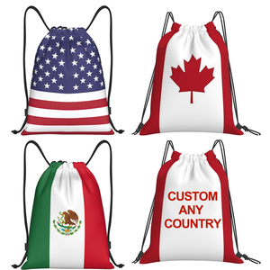 Hot Custom for Any Country Canvas Cotton Drawstring Bag America USA Canada Mexico Hiking Portable Sporty Style Nut Fruit Package
