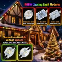 Lumières LED RGBW 48V en PVC à points de pixels IP68 pour décoration de Noël extérieure permanente, éclairage de poutre de 300ft 500ft