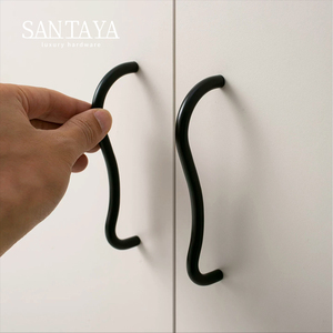 Poignées minimalistes en laiton noir ultra-minces anti-éclaboussures pour portes <span class=keywords><strong>de</strong></span> placards et <span class=keywords><strong>de</strong></span> armoires - Product Image 1