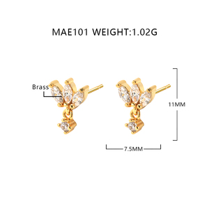 Factory Price <b>Cute</b> Trendy 18K Gold Plated Tiny Stud <b>Earrings</b> for Women - Product Image 6