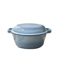 Casserole en fonte émaillée, faitout 2-en-1 avec couvercle, antiadhésif, résistant à la chaleur, pour 3 à 6 personnes, compatible induction et four