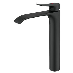 Beelee-grifo mezclador de agua de diseño moderno para lavabo, mezclador de lavabo montado en cubierta negra alta, de latón para encimera - Product Image 1