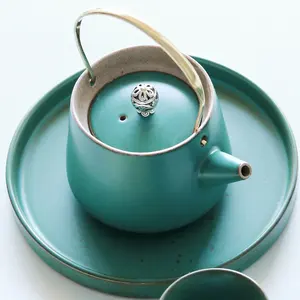 European Turquoise Color Luxury Modern Coffee Tea Cup Sets Tray Porcelain Tea Set mit Teapot 1312