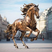 Technique de moulage polie de sculpture de cheval en bronze d'extérieur grandeur nature moderne pour l'art contemporain de jardin