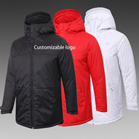 Veste de football en coton 2022 avec col montant, longueur moyenne et chaleur hivernale pour le printemps, veste de match de football épaissie