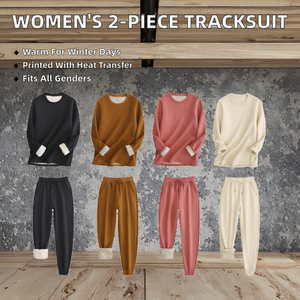 ชุดกีฬาลำลองคุณภาพสูงแบบยูนิเซ็กซ์ ผ้าถักเนื้อแน่น ชุดเซ็ต 2 ชิ้น เสื้อฮู้ดดี้และกางเกงขายาว ไซส์พลัส - Product Image 2