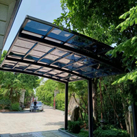 Nouvelle conception de carport en aluminium imperméable avec toit en polycarbonate, abri pour une seule voiture en cantilever