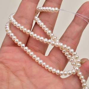 Perlas de Agua Dulce Redondas Doradas de 4-5 mm, Perlas Barrocas Naturales Sueltas para Manualidades, Color Blanco - Product Image 4