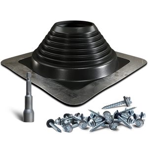 Silicone Metal Roof Duct Cap 80-178mm Square To Round <b>Vent</b> Pipe Cover <b>Black</b> Flexible High Temperature - Product Image 1