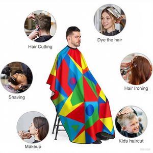 Capa de Peluquería Personalizada con Logotipo Impreso en PVC y Poliéster, Cómoda, para Salón de Belleza, Maquillaje y Corte de Cabello, con Broche, Delantal de Barbero - Product Image 2