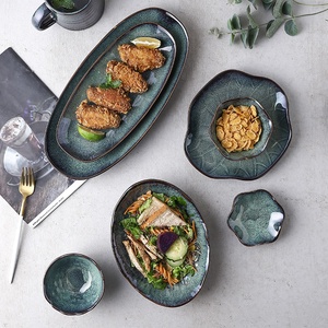 Bộ Bát Đĩa Không Đều Bộ Chén Đĩa Kết Hợp Bộ Đồ Ăn Bằng Gốm Lò Nung Nhật Bản - Product Image 2