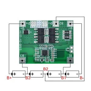 บอร์ดป้องกันแบตเตอรี่ลิเธียม Lipo 4S 12.8V 14.4V 16.8V Lifepo4,Li-Ion Lipo 18650 BMS 14A ขีดจำกัด20A PCB 4ก้อนเซลล์ PCM 3.2V 3.7V