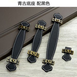 Modern Minimalist Leather Cabinet Handles Brown Bar Shape Durable Drawer Wardrobe <b>Knobs</b> - Product Image 4