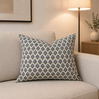 Housse de coussin décorative en coton 100% à petites fleurs bleu gris pour salon et chambre à coucher