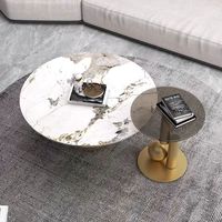 Vente directe d'usine de table basse moderne de luxe en marbre et fer avec rangement et tiroirs pour salon