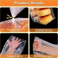 Sac en plastique transparent en polyéthylène écologique avec barre métallique pour l'emballage de boulangerie, de pain, de biscuits, de pâtisseries et de produits alimentaires en gros