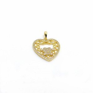 Pendentif géométrique rétro doré style européen et américain, cœur et lune creux, breloque en zircon, accessoire DIY unisexe pour usage quotidien - Product Image 3
