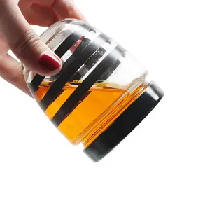 Il campione libero 220ml senza piombo piccola ape miele di imballaggio bottiglia di vetro con coperchio a vite