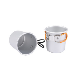 Tasse à thé pliable en alliage d'aluminium pour l'extérieur, avec poignée orange, pour le camping, le pique-nique, tasse à eau et à café portable ultralégère - Product Image 5