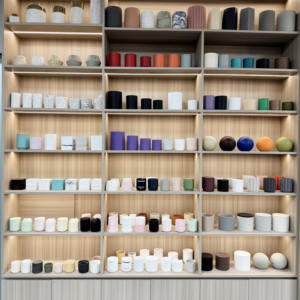 Toptan popüler lüks kabartmalı balmumu kokulu beton mumlar el yapımı çimento kavanoz ev dekorasyon düğün hediyeleri için standı ile - Product Image 3