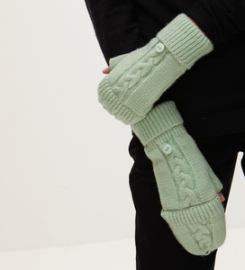 Gants tricotés chauds d'hiver pour femmes, mitaines personnalisées convertibles sans doigts, en laine, à demi-doigts, pour le ski et les activités de plein air - Product Image 1