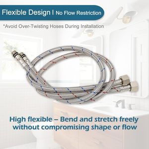 Lignes d'alimentation de robinet flexibles en acier inoxydable tressé 3/8 "connecteurs mâles M10 à compression femelle - Product Image 5
