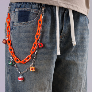 yueli Christmas Pants Chain Double Layer Acrylic Cube Pendant Waist Chain For Jeans <b>Cartoon</b> Candy Design - Product Image 2
