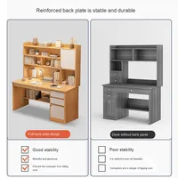 Bureau d'écriture moderne et simple pour chambre à coucher, bureau d'ordinateur, bibliothèque intégrée, ensemble de bureau d'étude à domicile pour étudiants, plateau pour usage de bureau