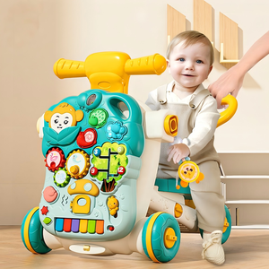 Trotteur 4-en-1 pour bébé avec roues et siège, table d'activités et poussette, jouet d'éveil pour tout-petit, centre d'apprentissage évolutif - Product Image 5