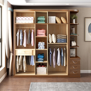 Armario de Madera Maciza Estilo Chino, Cinco Puertas, Gran Capacidad, Armario con Puertas Abatibles para Dormitorio - Product Image 3