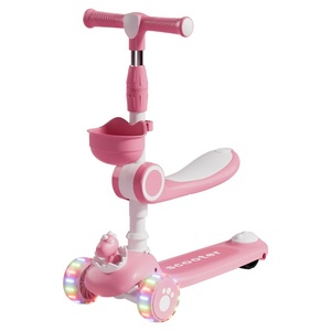 Monopattino Pieghevole in Plastica per Bambini e Bambine da 1-3 e 6-12 Anni, Design Tre-in-Uno a 3 Ruote per Esterni - Product Image 1