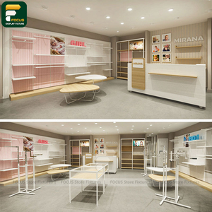 Luxury Fashion Boutique Display Cabinet Apparel Rack Wall Shelf <b>Reception</b> <b>Counter</b> Lighting Mirror Fixture - Product Image 6