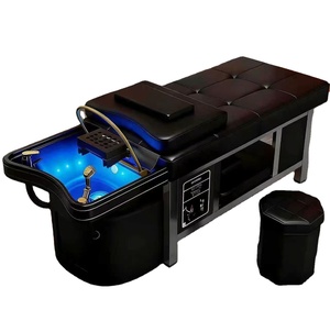 Lit de lavage capillaire en acier inoxydable avec bassin en céramique pour massage thaïlandais et thérapie capillaire, exclusif pour salons de beauté, salons de coiffure et barbiers - Product Image 1