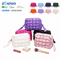 Pochette à maquillage personnalisée avec logo, couleur unie, fermeture éclair, organiseur de cosmétiques, sac de rangement grande capacité