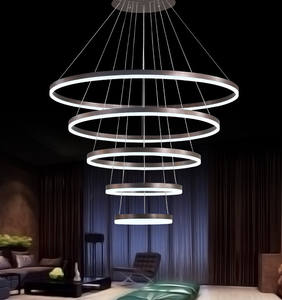 Luminária de Anel Redonda JYLIGHTING de 18 Polegadas, Lustre LED de Acrílico, Luminária Pendente Circular com 3 Anéis - Product Image 5