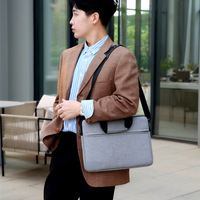 Sac pour ordinateur portable personnalisé à la mode avec logo, couleur unie, pour réunions d'affaires, portable, étanche, avec fermeture éclair, sac pour ordinateur portable