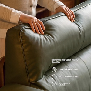 Divano Singolo in Legno Massello e Vera Pelle, Design Moderno Italiano di Lusso Leggero in Noce Nero per Arredamento Casa Piccola - Product Image 4